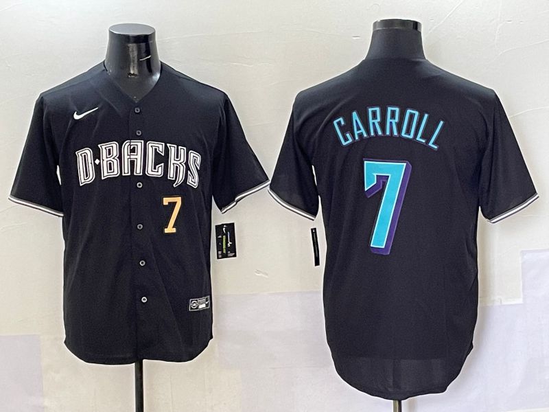 Men 2025 Arizona Diamondback #7 Garroll Black Joint Name Nike MLB Jersey style 1